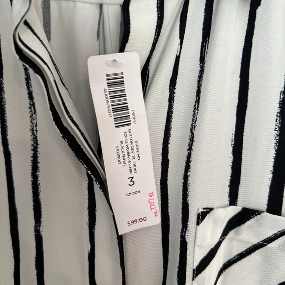 Long Striped Chicos Blouse - Black and White - Picture 3 of 5